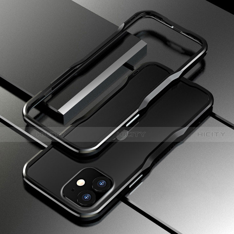 Funda Bumper Lujo Marco de Aluminio Carcasa N02 para Apple iPhone 12 Mini Negro