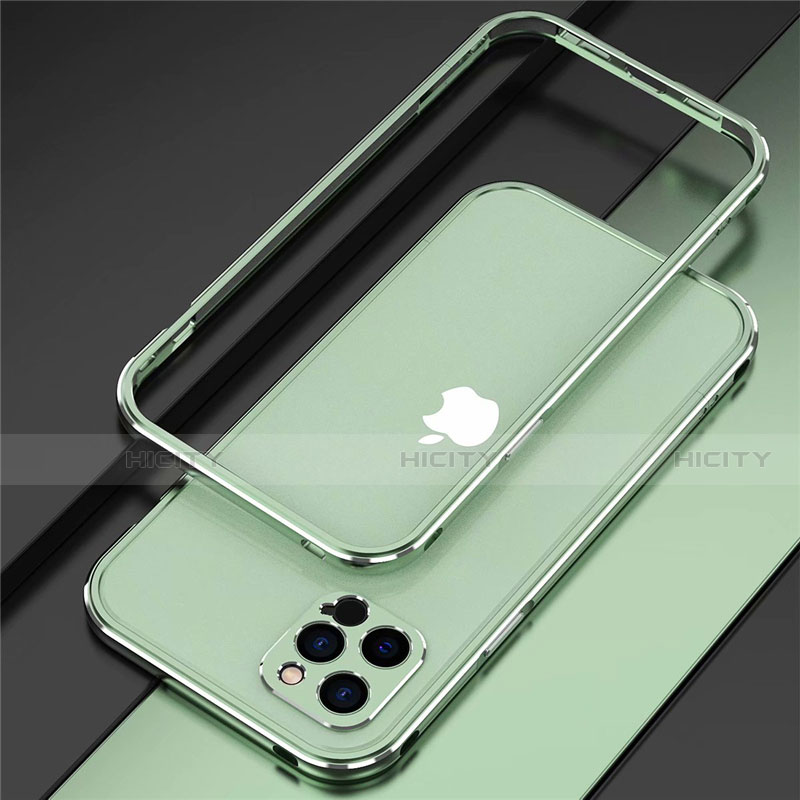 Funda Bumper Lujo Marco de Aluminio Carcasa N02 para Apple iPhone 12 Pro Menta Verde