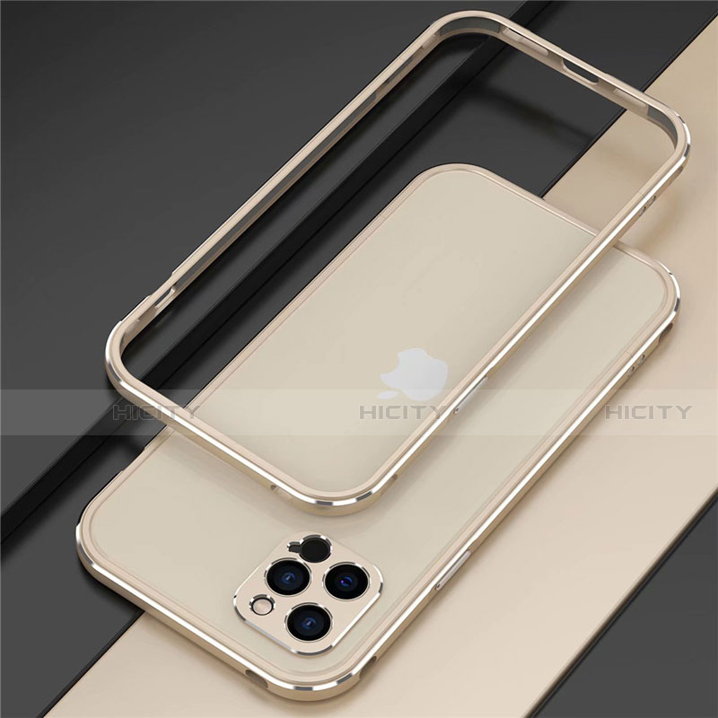 Funda Bumper Lujo Marco de Aluminio Carcasa N02 para Apple iPhone 12 Pro Oro
