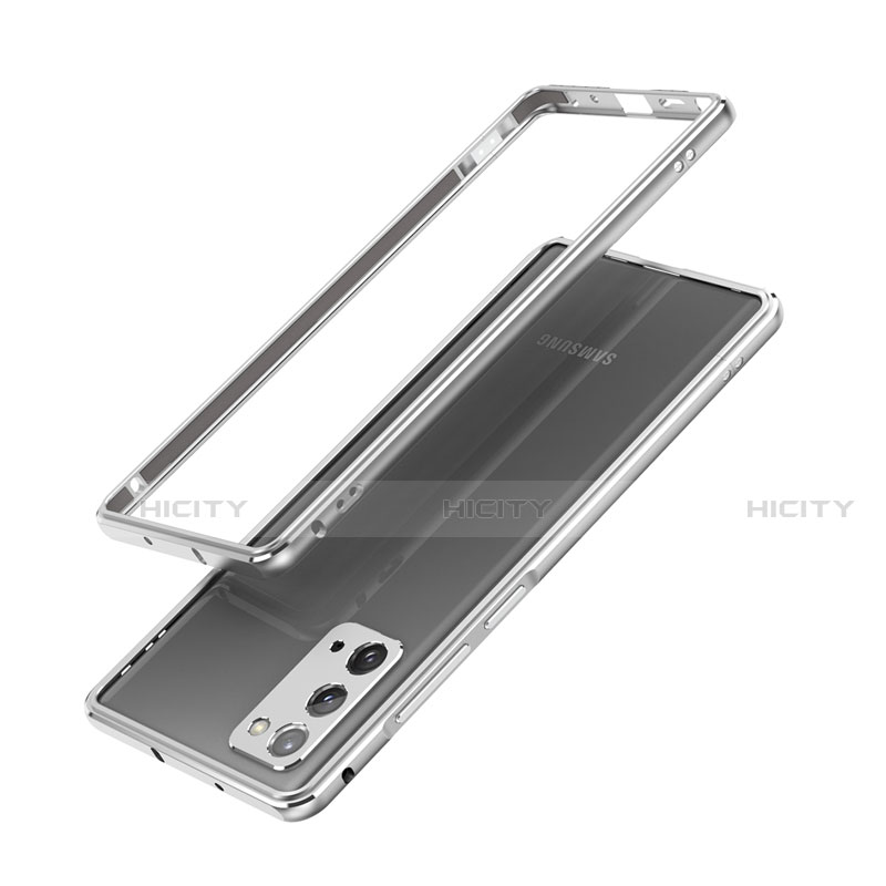 Funda Bumper Lujo Marco de Aluminio Carcasa N03 para Samsung Galaxy Note 20 5G Plata