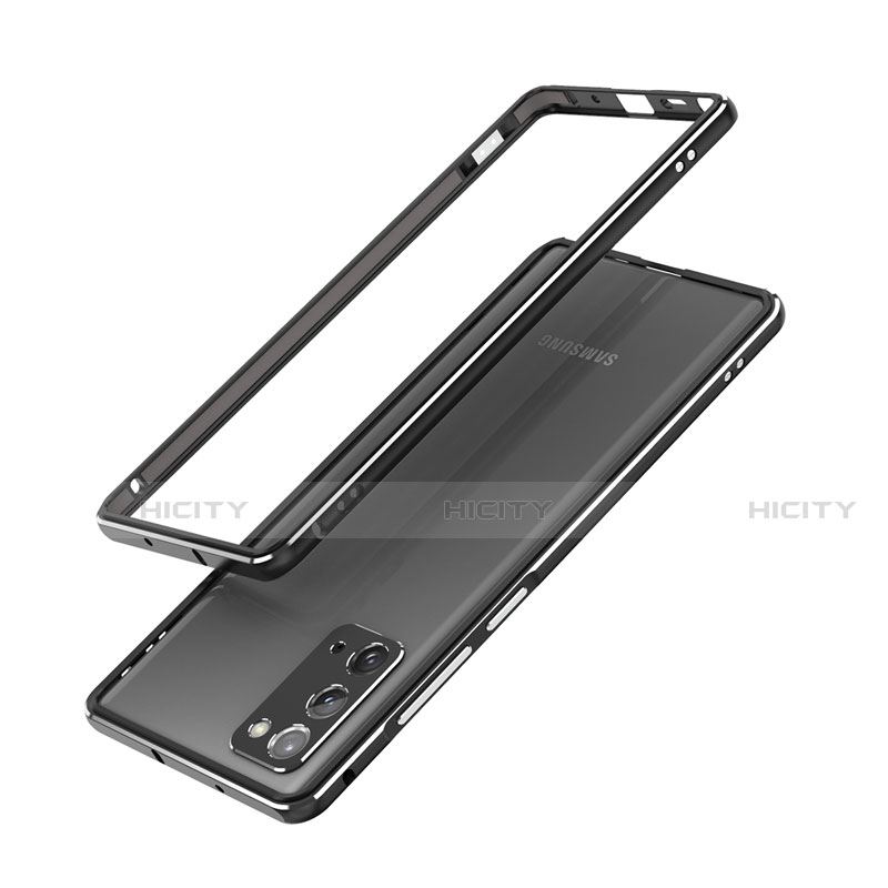 Funda Bumper Lujo Marco de Aluminio Carcasa N03 para Samsung Galaxy Note 20 5G Plata y Negro