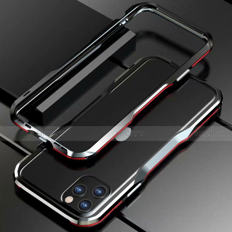Funda Bumper Lujo Marco de Aluminio Carcasa para Apple iPhone 11 Pro Max Rojo y Negro