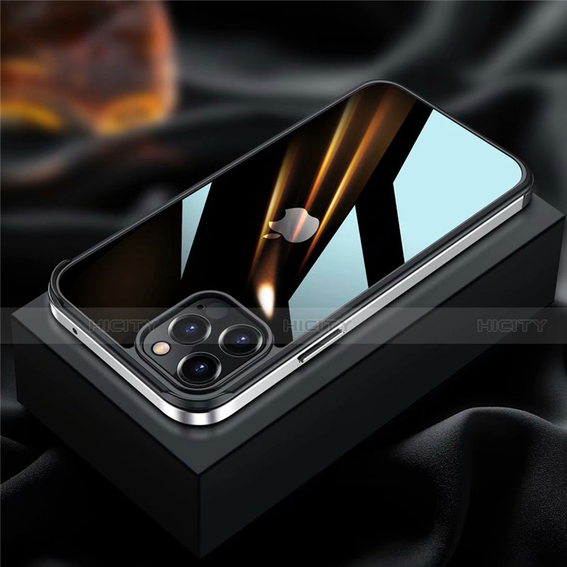 Funda Bumper Lujo Marco de Aluminio Carcasa para Apple iPhone 12 Pro Plata