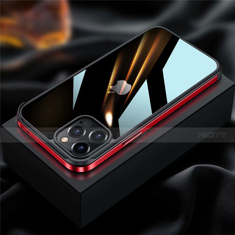 Funda Bumper Lujo Marco de Aluminio Carcasa para Apple iPhone 12 Pro Rojo