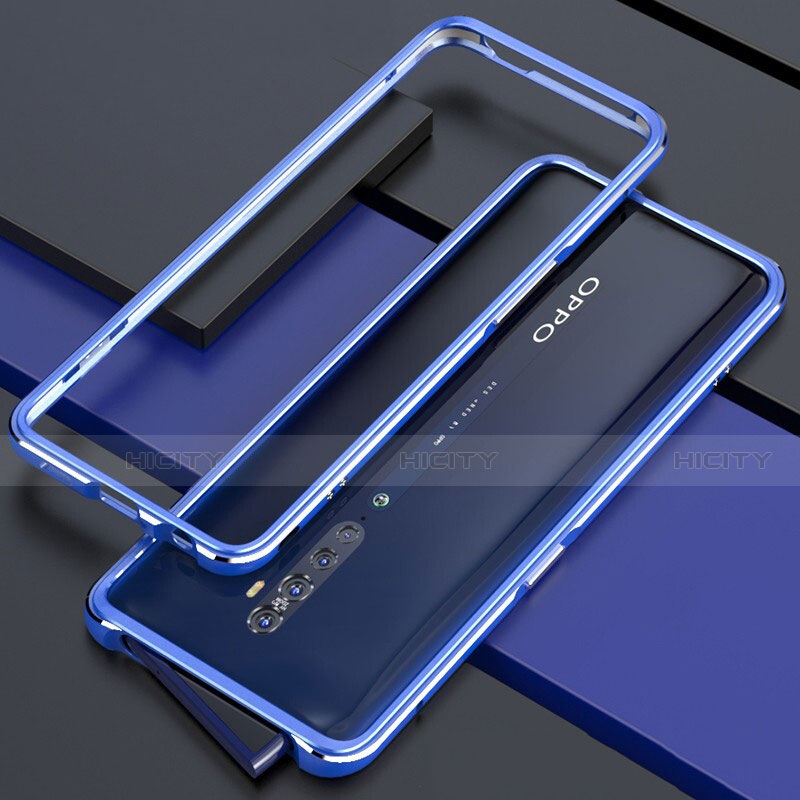 Funda Bumper Lujo Marco de Aluminio Carcasa para Oppo Reno2 Azul