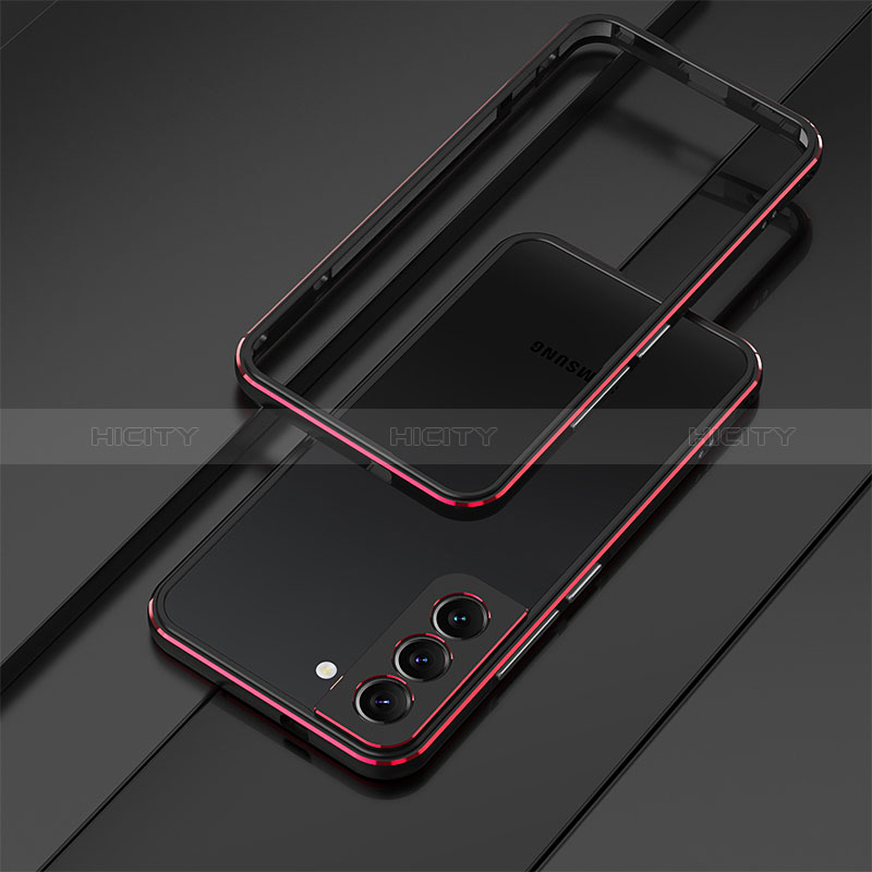 Funda Bumper Lujo Marco de Aluminio Carcasa para Samsung Galaxy S24 5G Rojo y Negro