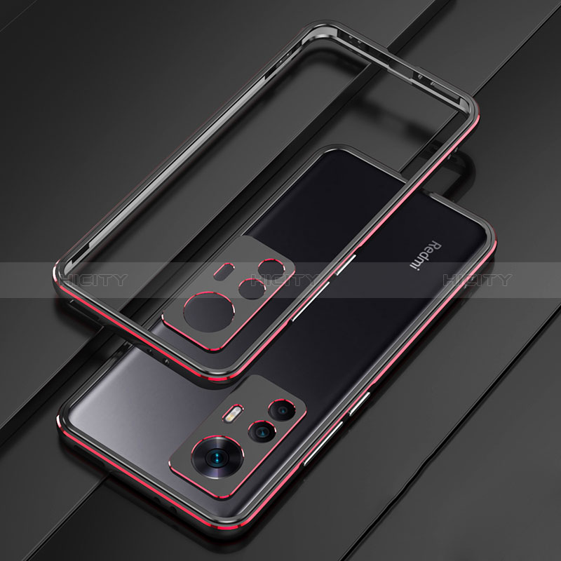 Funda Bumper Lujo Marco de Aluminio Carcasa para Xiaomi Mi 12T 5G Rojo y Negro