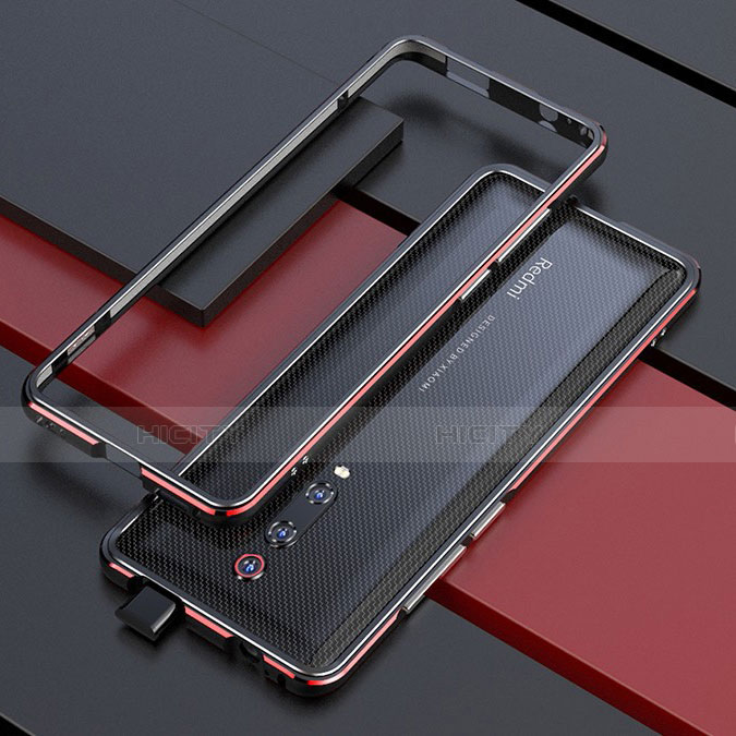 Funda Bumper Lujo Marco de Aluminio Carcasa para Xiaomi Redmi K20 Pro Rojo y Negro