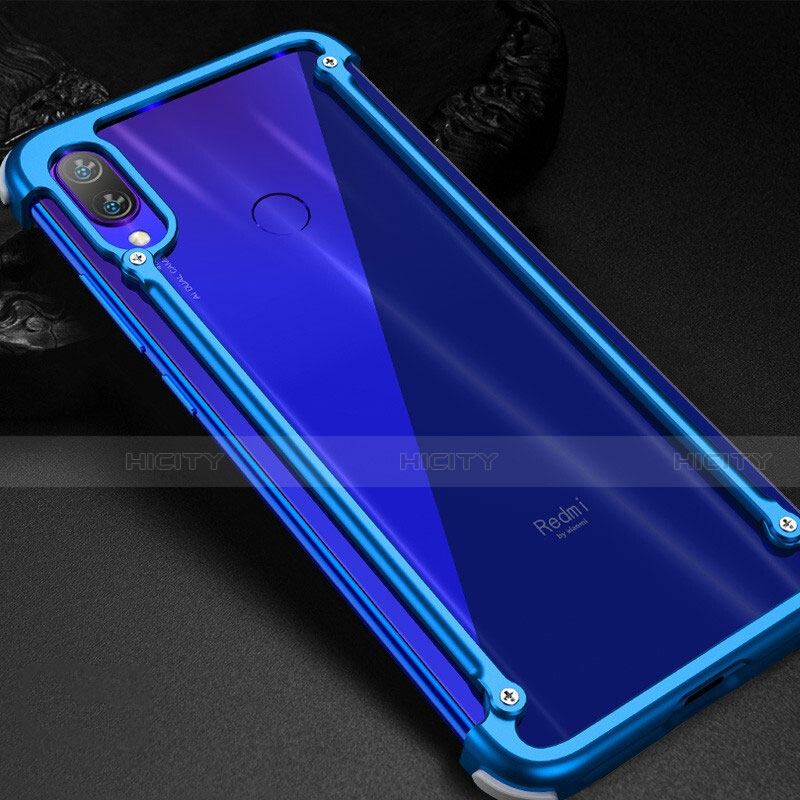 Funda Bumper Lujo Marco de Aluminio Carcasa para Xiaomi Redmi Note 7 Pro Azul