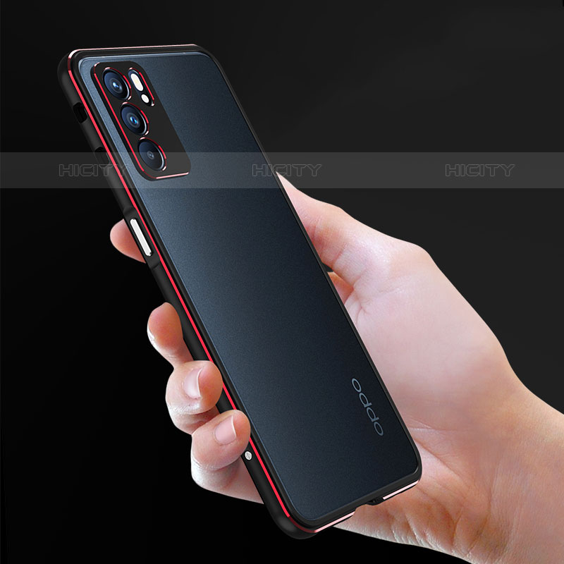 Funda Bumper Lujo Marco de Aluminio Carcasa S01 para Oppo Reno6 Pro 5G India