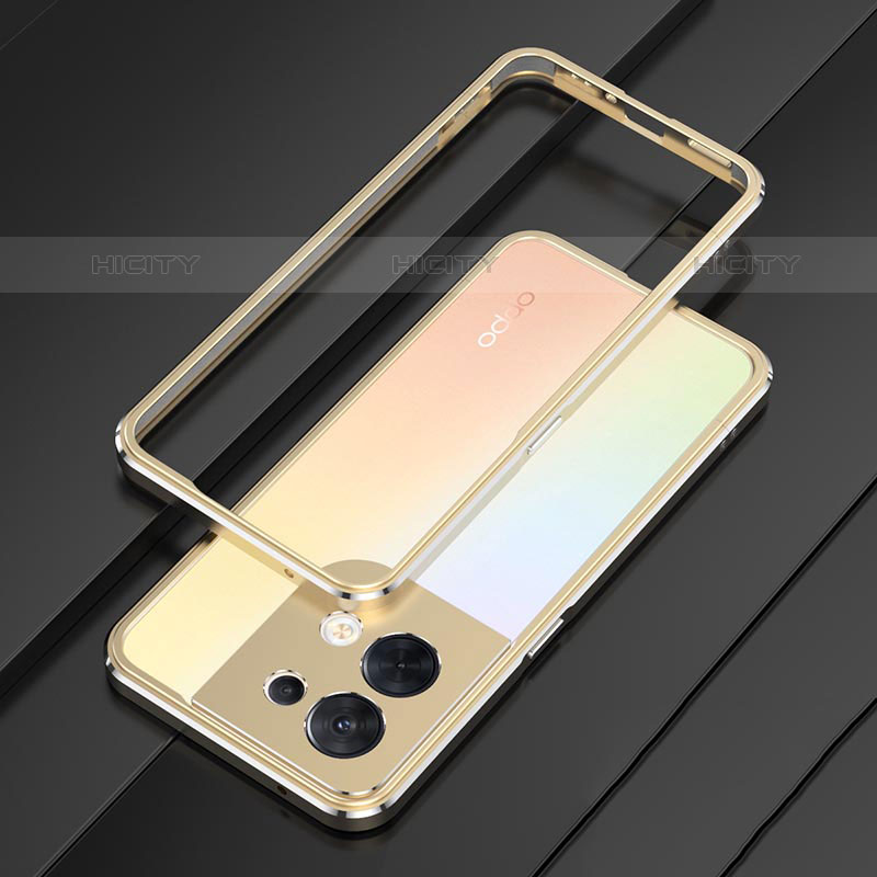 Funda Bumper Lujo Marco de Aluminio Carcasa S01 para Oppo Reno8 5G Oro