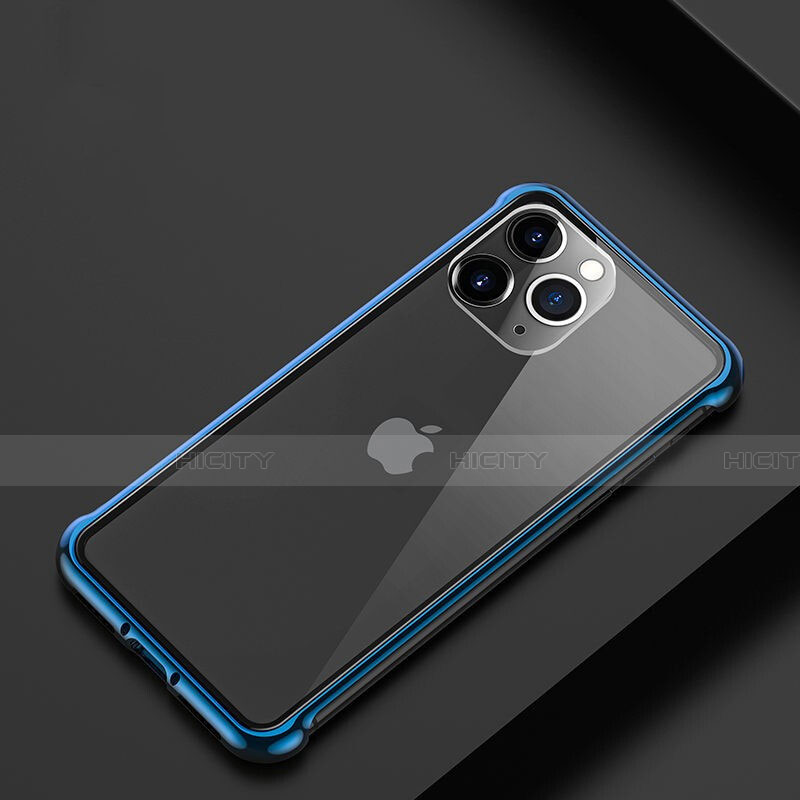 Funda Bumper Lujo Marco de Aluminio Carcasa T01 para Apple iPhone 11 Pro Azul