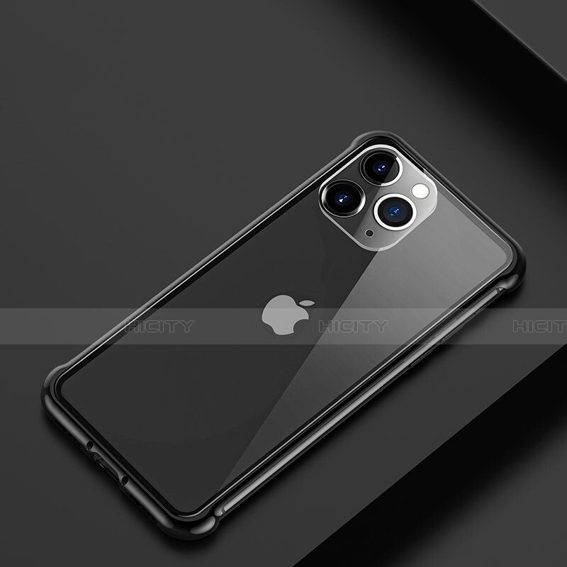 Funda Bumper Lujo Marco de Aluminio Carcasa T01 para Apple iPhone 11 Pro Negro