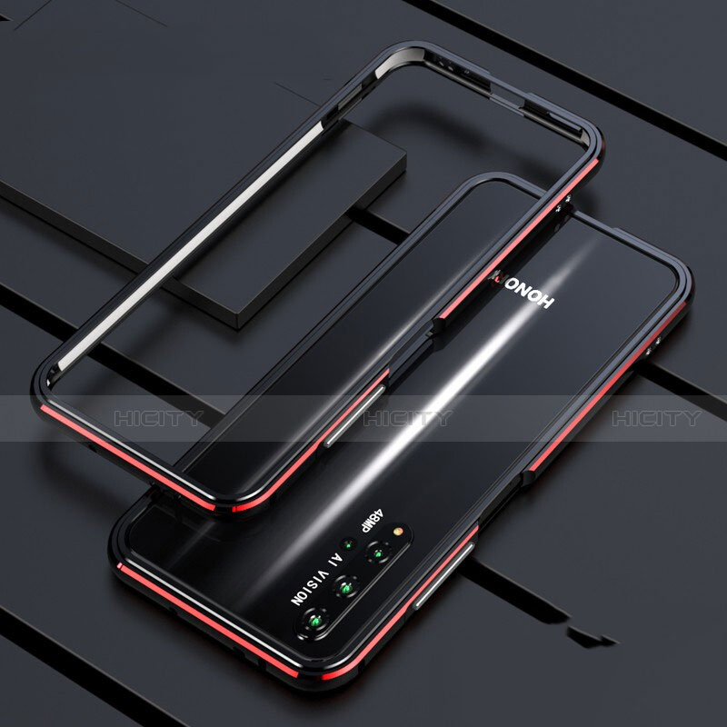Funda Bumper Lujo Marco de Aluminio Carcasa T01 para Huawei Honor 20 Rojo y Negro