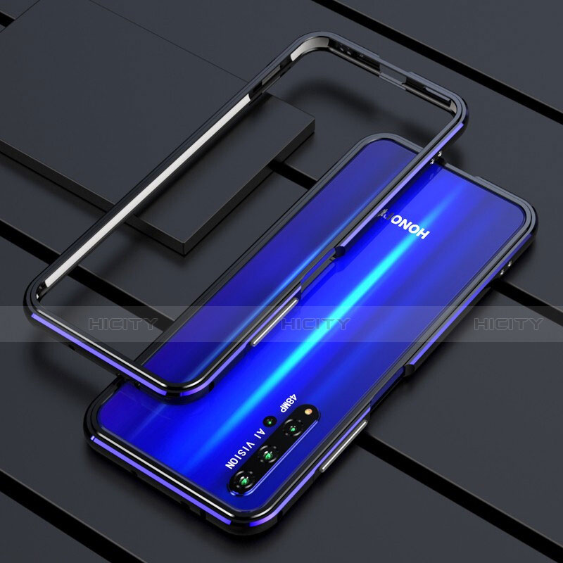 Funda Bumper Lujo Marco de Aluminio Carcasa T01 para Huawei Nova 5T Azul y Negro