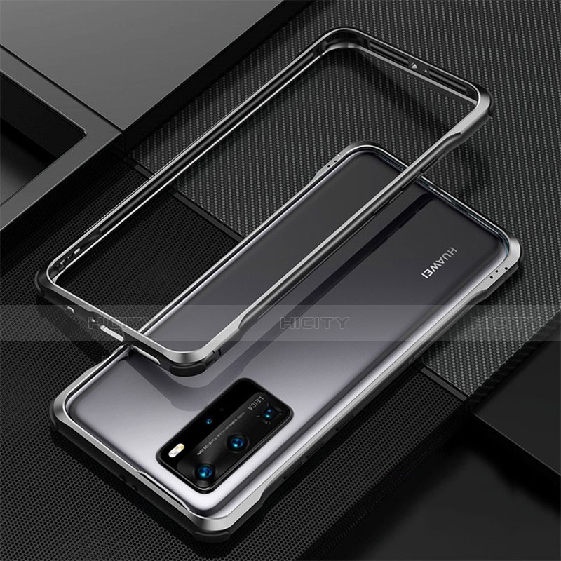 Funda Bumper Lujo Marco de Aluminio Carcasa T01 para Huawei P40 Pro Negro