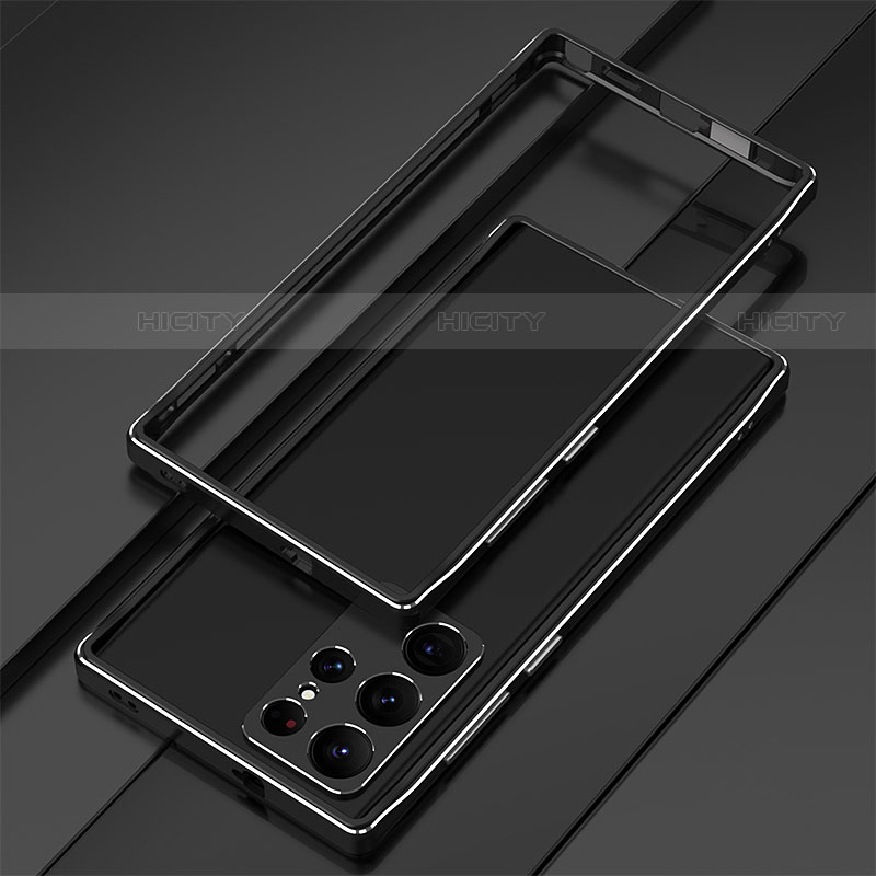 Funda Bumper Lujo Marco de Aluminio Carcasa T01 para Samsung Galaxy S21 Ultra 5G Negro