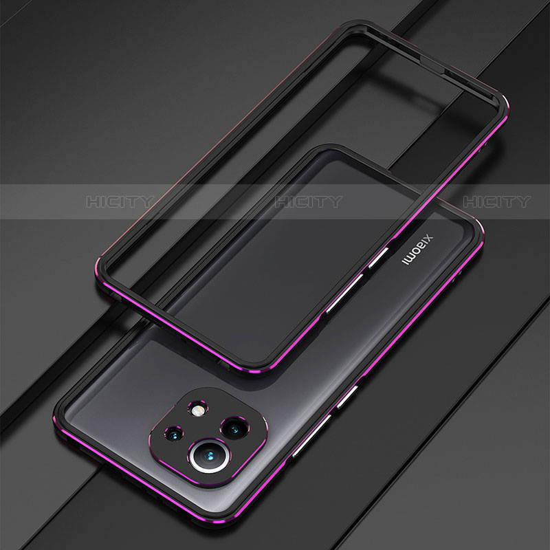 Funda Bumper Lujo Marco de Aluminio Carcasa T01 para Xiaomi Mi 11 Lite 5G Morado