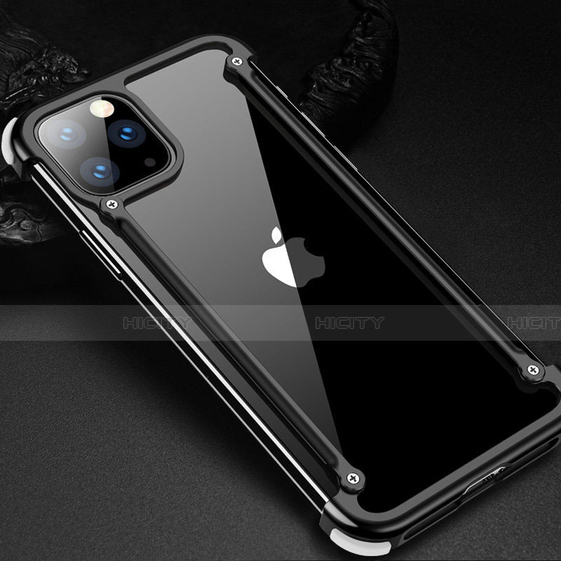 Funda Bumper Lujo Marco de Aluminio Carcasa T02 para Apple iPhone 11 Pro Negro