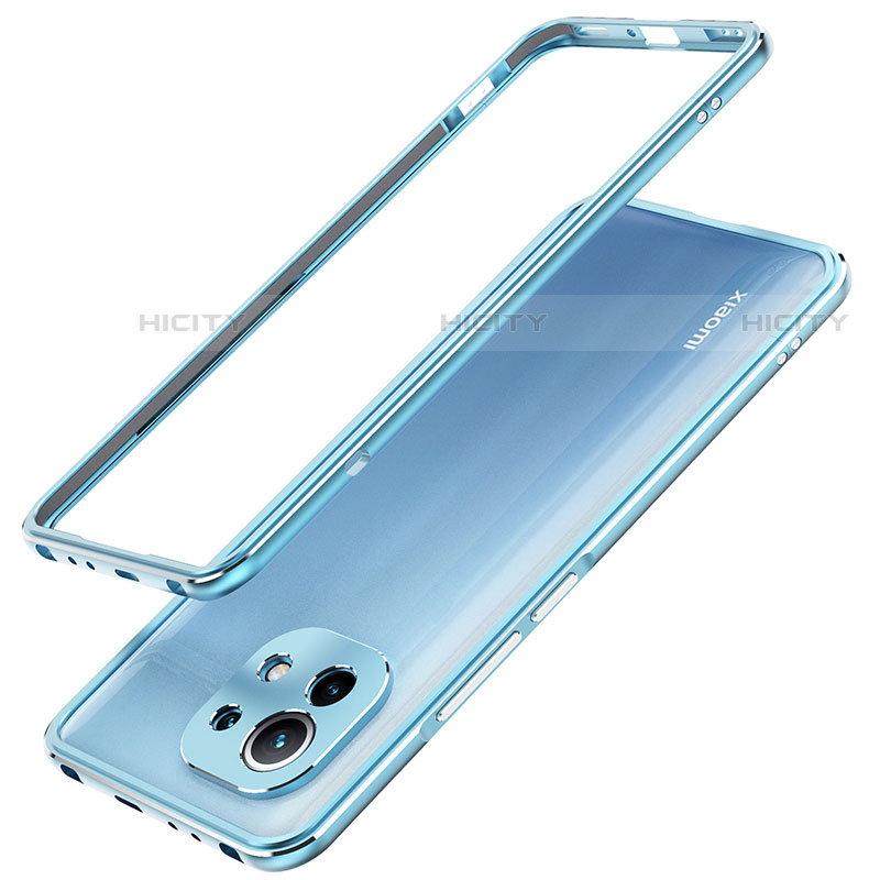 Funda Bumper Lujo Marco de Aluminio Carcasa T02 para Xiaomi Mi 11 5G Azul