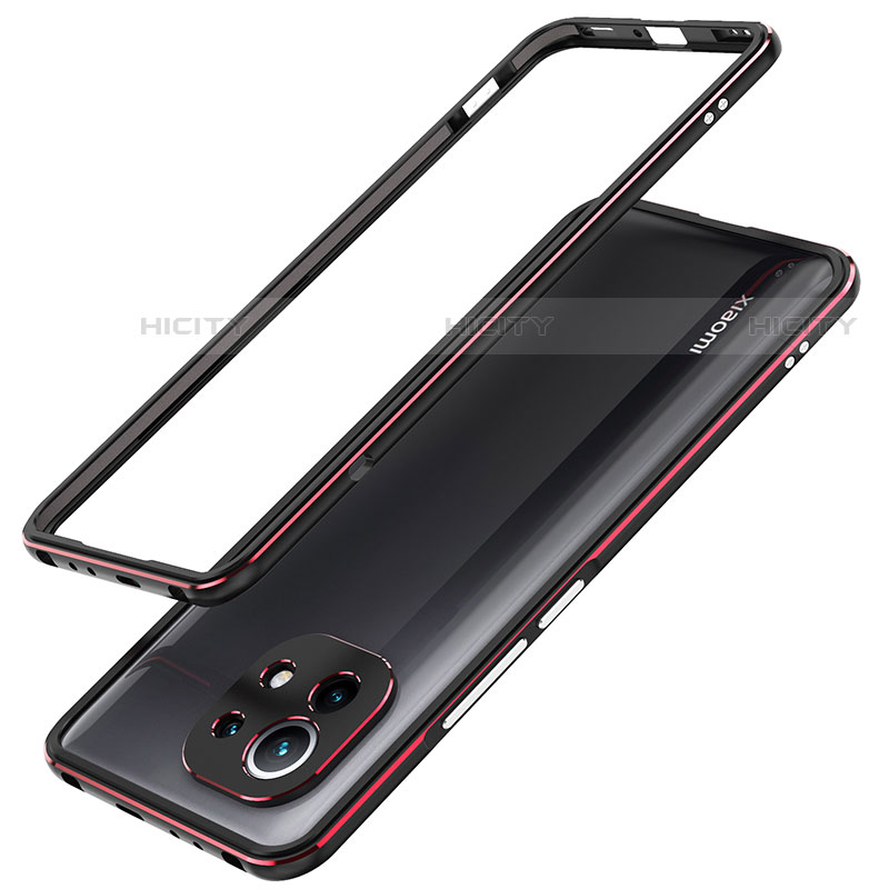 Funda Bumper Lujo Marco de Aluminio Carcasa T02 para Xiaomi Mi 11 5G Rojo