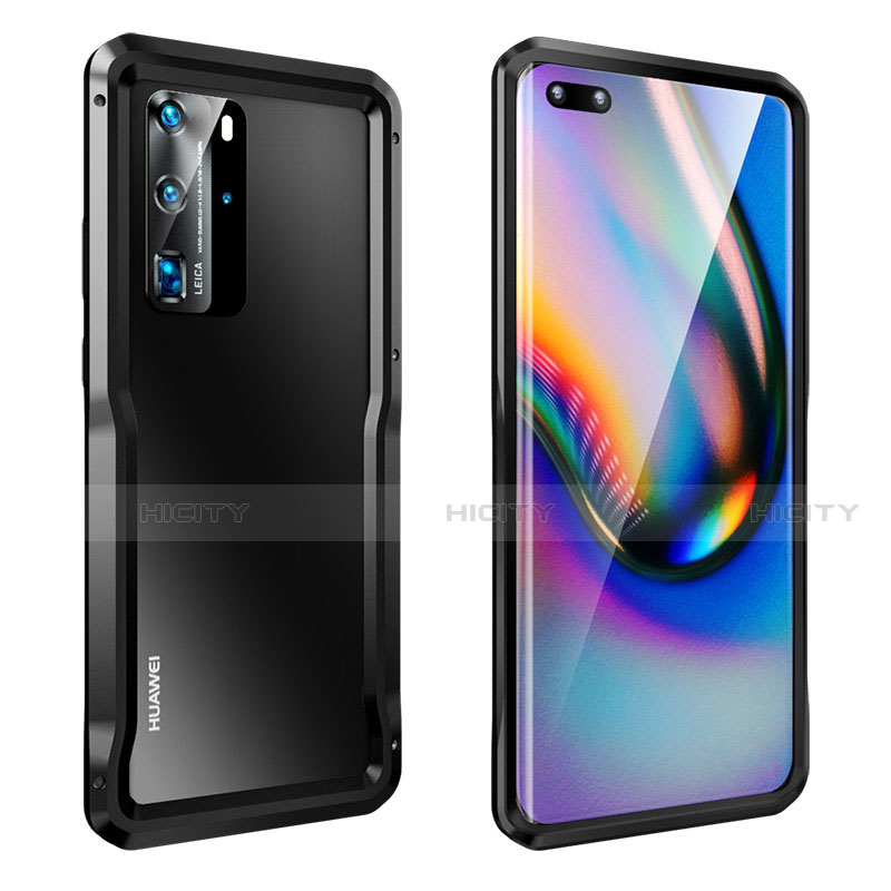 Funda Bumper Lujo Marco de Aluminio Carcasa T03 para Huawei P40 Pro Negro