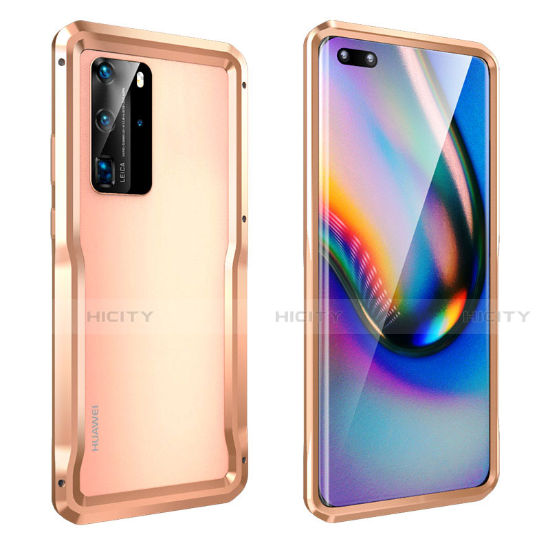 Funda Bumper Lujo Marco de Aluminio Carcasa T03 para Huawei P40 Pro Oro