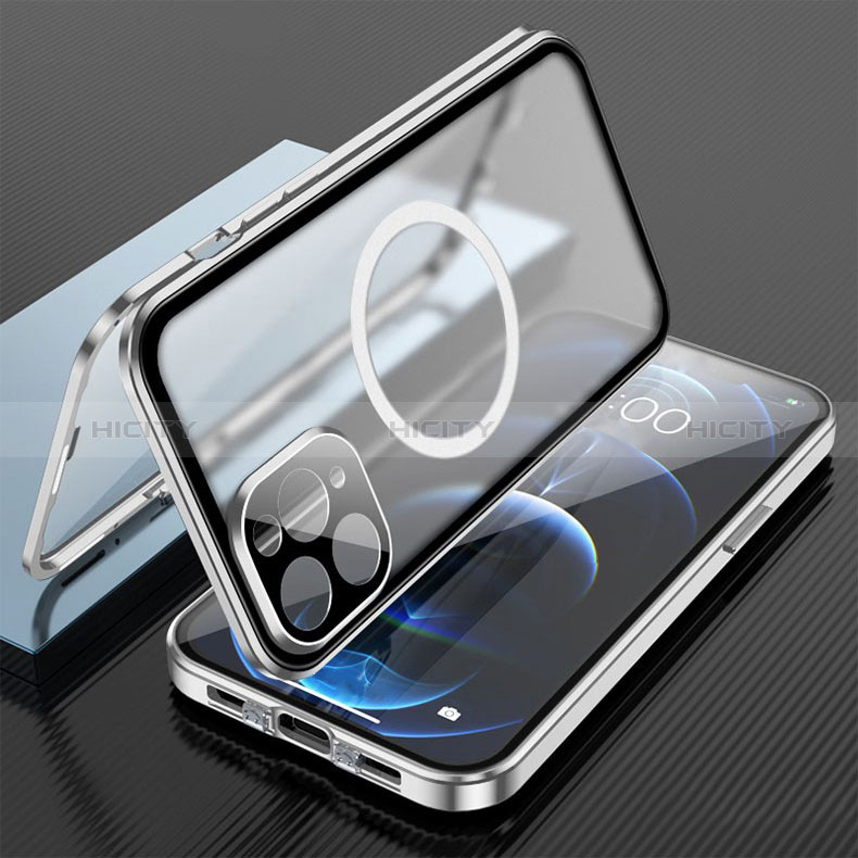 Funda Bumper Lujo Marco de Aluminio Espejo 360 Grados Carcasa con Mag-Safe Magnetic para Apple iPhone 13 Pro Max