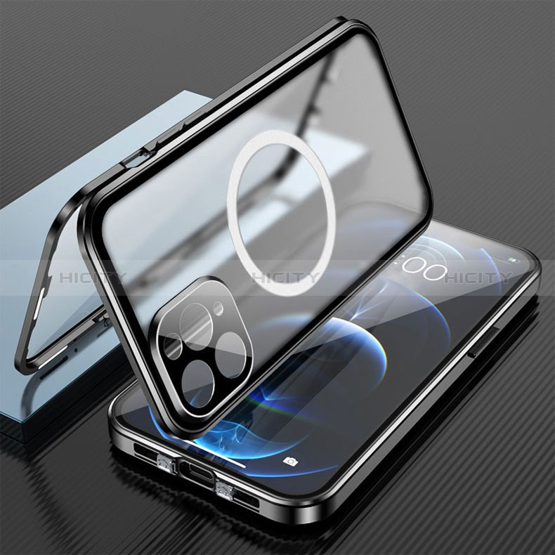 Funda Bumper Lujo Marco de Aluminio Espejo 360 Grados Carcasa con Mag-Safe Magnetic para Apple iPhone 14 Pro
