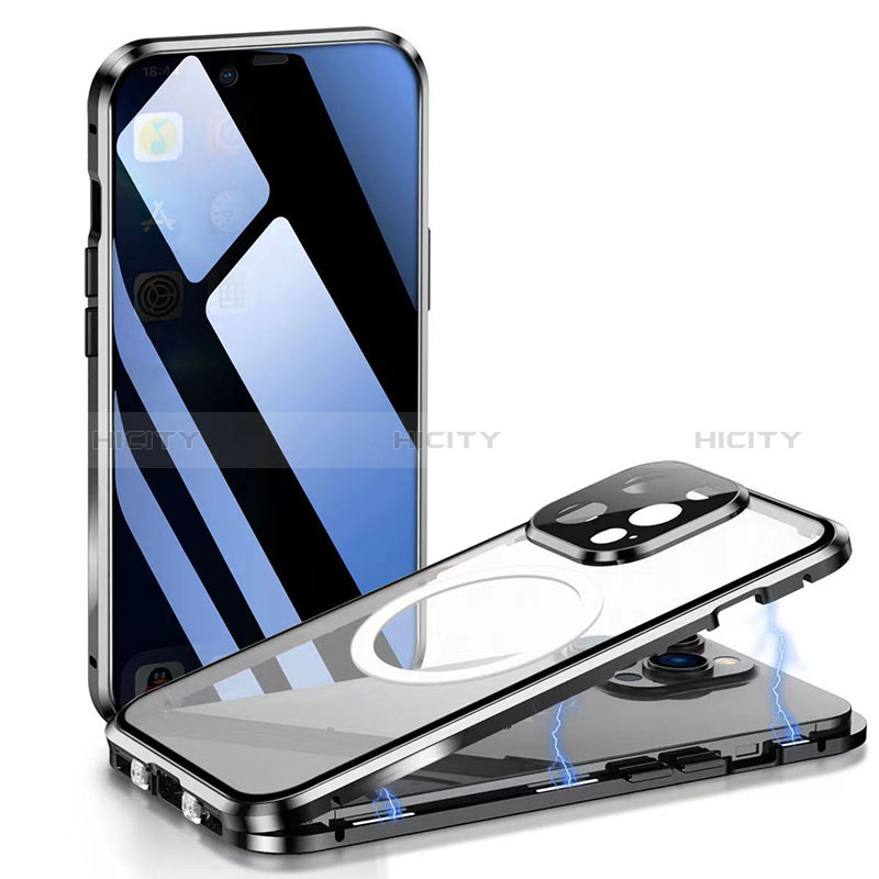 Funda Bumper Lujo Marco de Aluminio Espejo 360 Grados Carcasa con Mag-Safe Magnetic para Apple iPhone 15 Pro