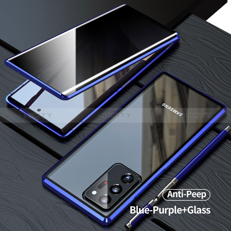 Funda Bumper Lujo Marco de Aluminio Espejo 360 Grados Carcasa LK1 para Samsung Galaxy Note 20 Ultra 5G Azul