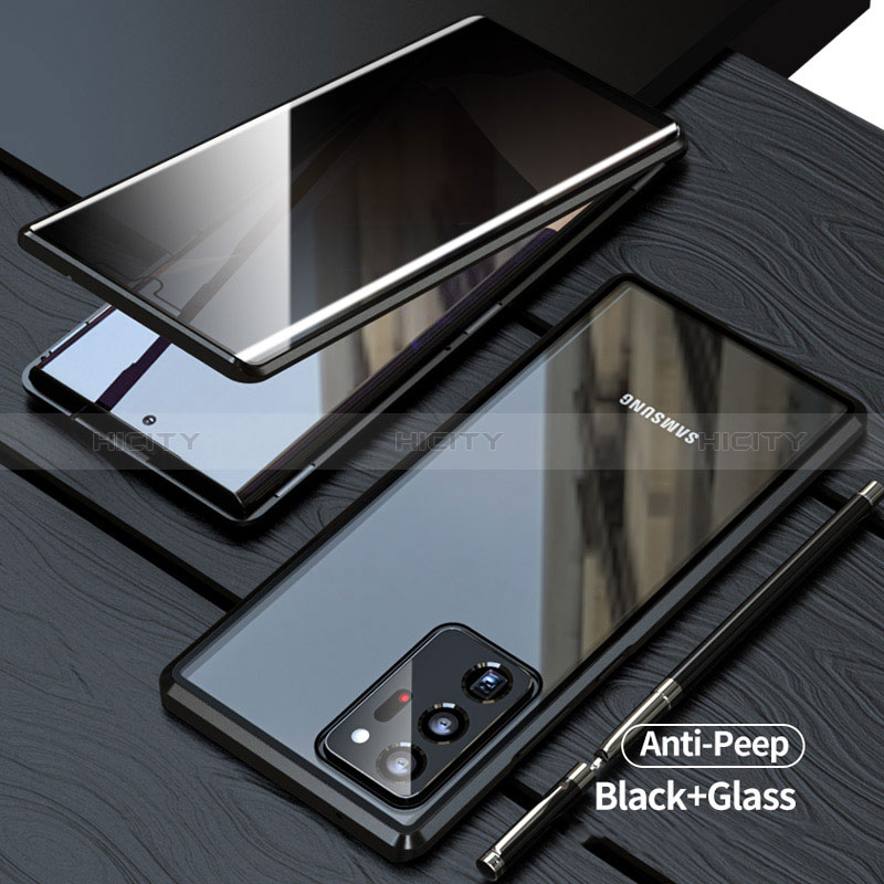 Funda Bumper Lujo Marco de Aluminio Espejo 360 Grados Carcasa LK1 para Samsung Galaxy Note 20 Ultra 5G Negro