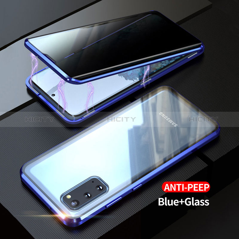 Funda Bumper Lujo Marco de Aluminio Espejo 360 Grados Carcasa LK1 para Samsung Galaxy S20 5G Azul