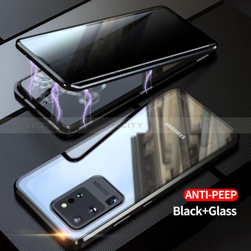 Funda Bumper Lujo Marco de Aluminio Espejo 360 Grados Carcasa LK1 para Samsung Galaxy S20 Ultra 5G Negro