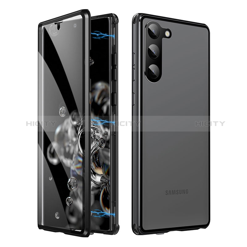 Funda Bumper Lujo Marco de Aluminio Espejo 360 Grados Carcasa LK1 para Samsung Galaxy S22 Plus 5G Negro
