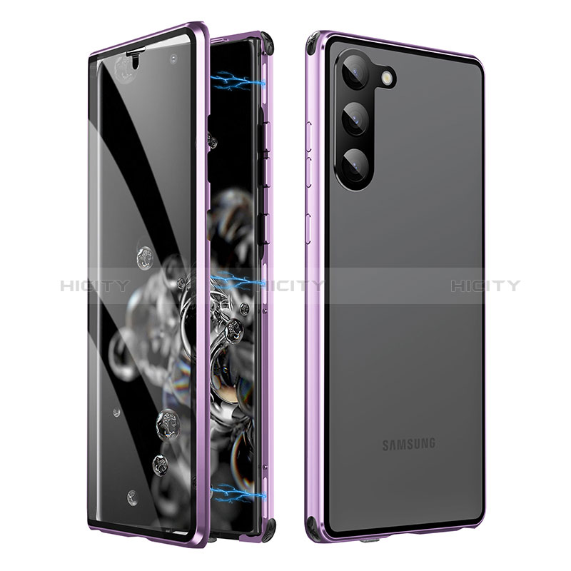 Funda Bumper Lujo Marco de Aluminio Espejo 360 Grados Carcasa LK1 para Samsung Galaxy S23 Plus 5G Morado