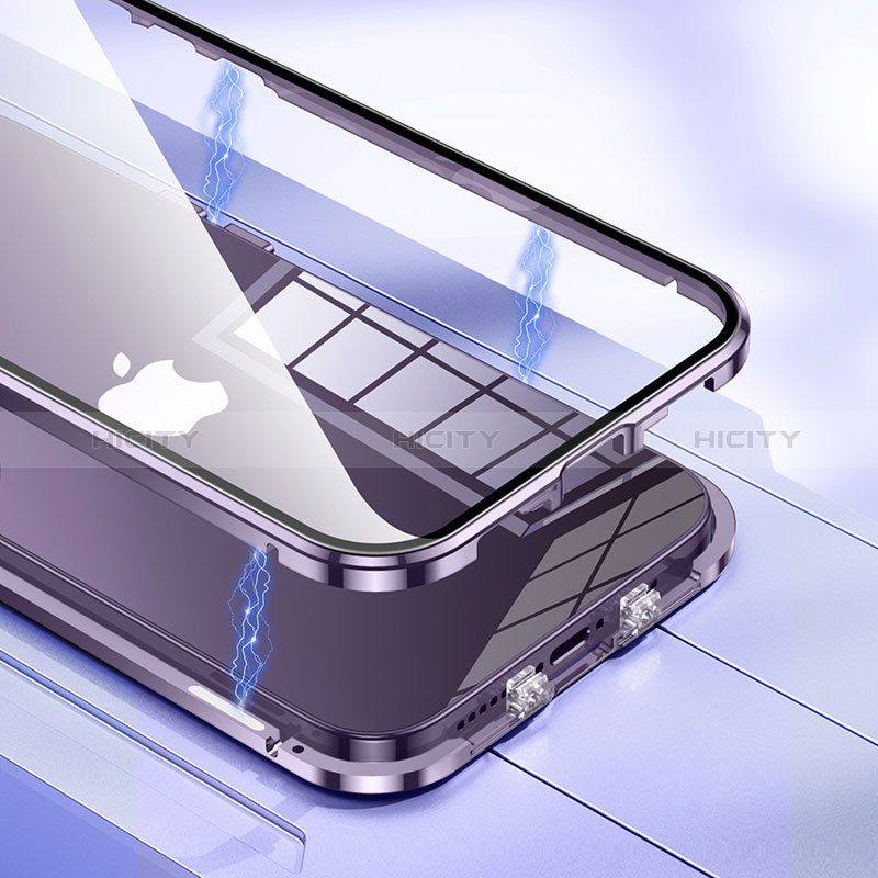Funda Bumper Lujo Marco de Aluminio Espejo 360 Grados Carcasa LK2 para Apple iPhone 14 Pro