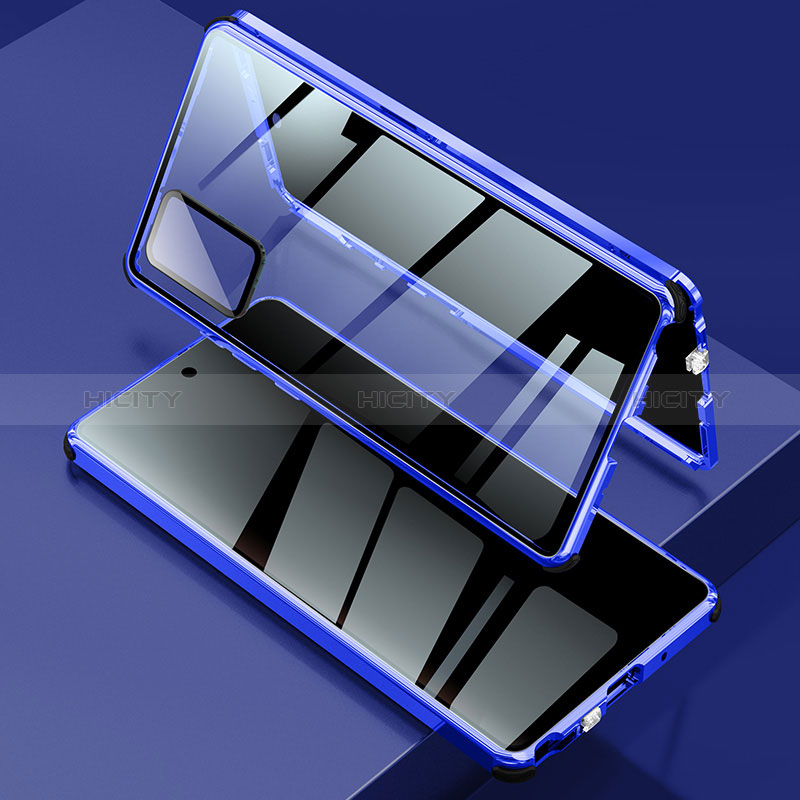 Funda Bumper Lujo Marco de Aluminio Espejo 360 Grados Carcasa LK2 para Samsung Galaxy Note 20 5G Azul