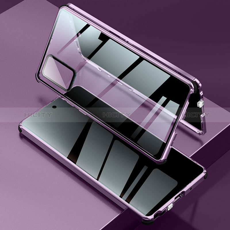 Funda Bumper Lujo Marco de Aluminio Espejo 360 Grados Carcasa LK2 para Samsung Galaxy Note 20 5G Morado