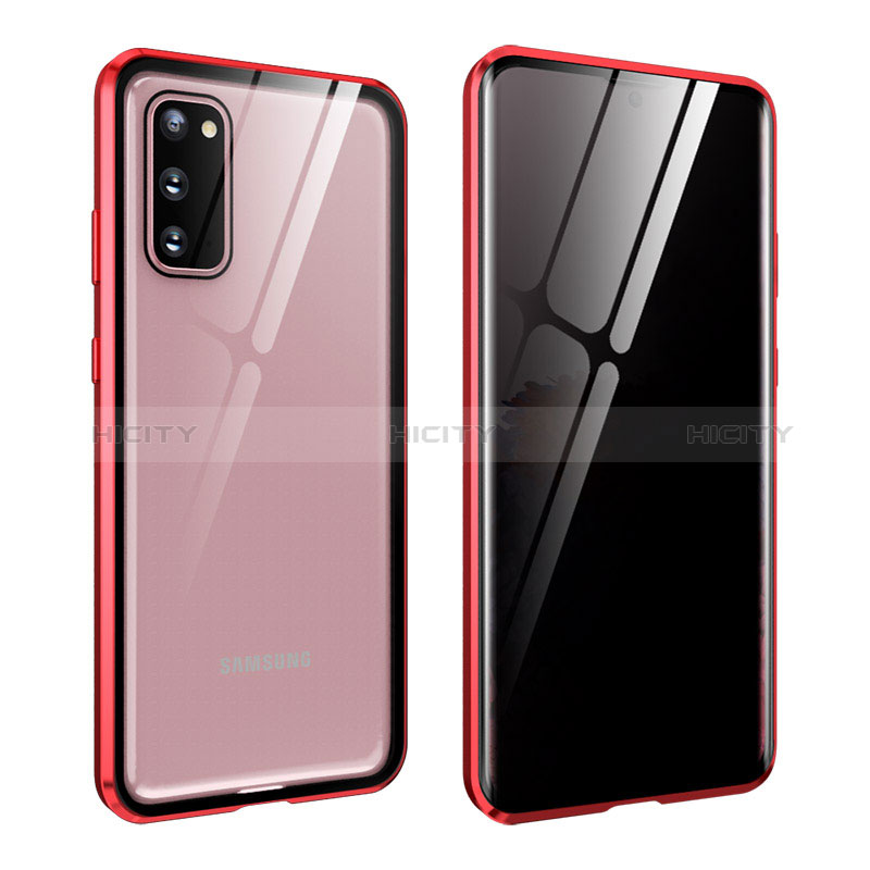 Funda Bumper Lujo Marco de Aluminio Espejo 360 Grados Carcasa LK2 para Samsung Galaxy S20 5G Rojo