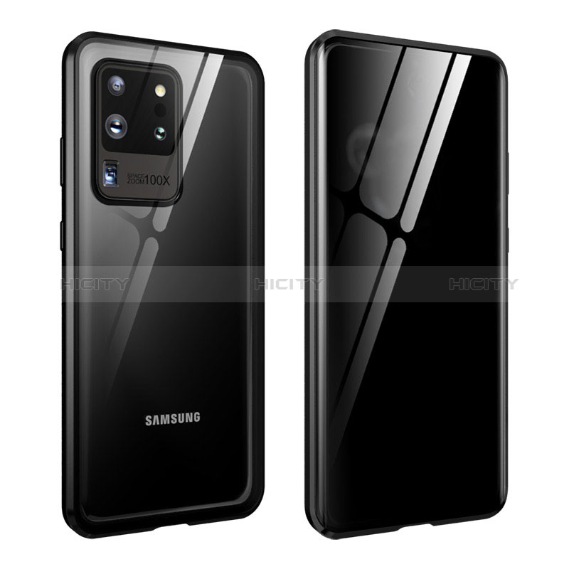 Funda Bumper Lujo Marco de Aluminio Espejo 360 Grados Carcasa LK2 para Samsung Galaxy S20 Ultra 5G Negro