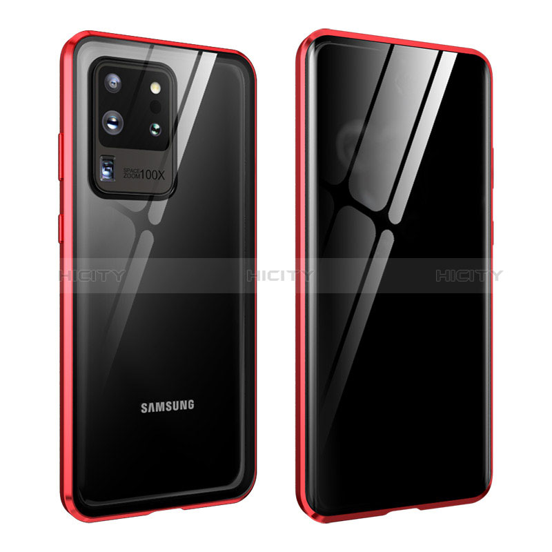 Funda Bumper Lujo Marco de Aluminio Espejo 360 Grados Carcasa LK2 para Samsung Galaxy S20 Ultra Rojo