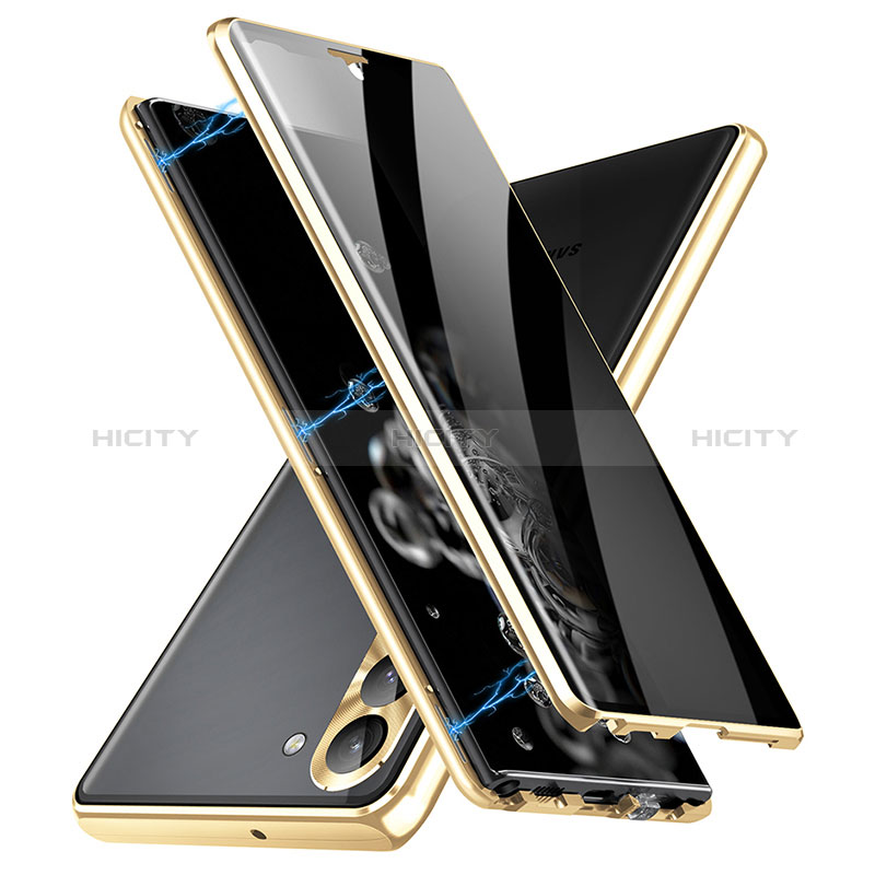 Funda Bumper Lujo Marco de Aluminio Espejo 360 Grados Carcasa LK2 para Samsung Galaxy S22 5G Oro