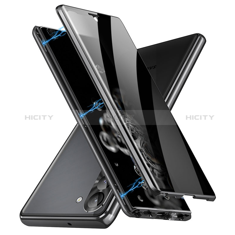Funda Bumper Lujo Marco de Aluminio Espejo 360 Grados Carcasa LK2 para Samsung Galaxy S22 Plus 5G Negro