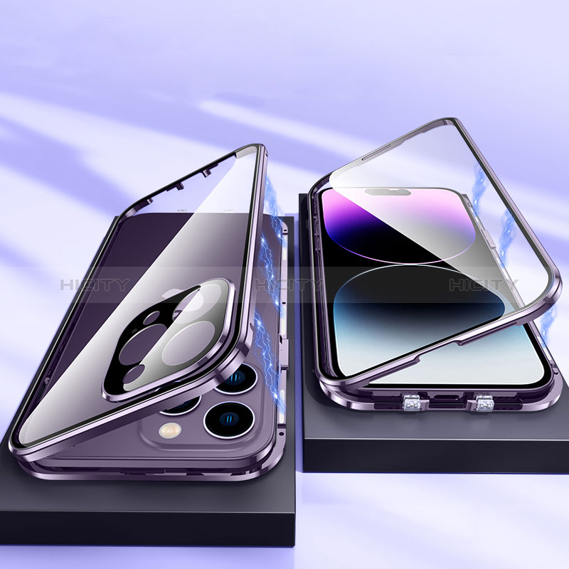 Funda Bumper Lujo Marco de Aluminio Espejo 360 Grados Carcasa LO1 para Apple iPhone 14 Pro