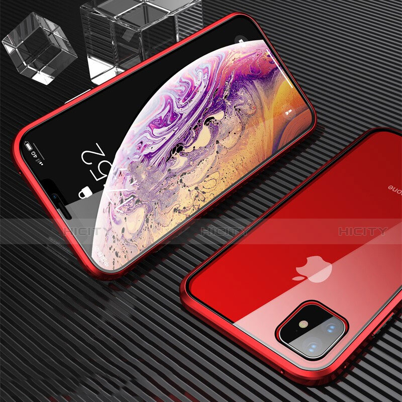 Funda Bumper Lujo Marco de Aluminio Espejo 360 Grados Carcasa M01 para Apple iPhone 11 Rojo