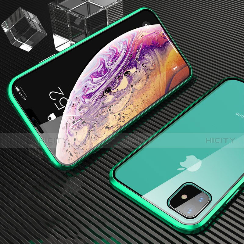 Funda Bumper Lujo Marco de Aluminio Espejo 360 Grados Carcasa M01 para Apple iPhone 11 Verde