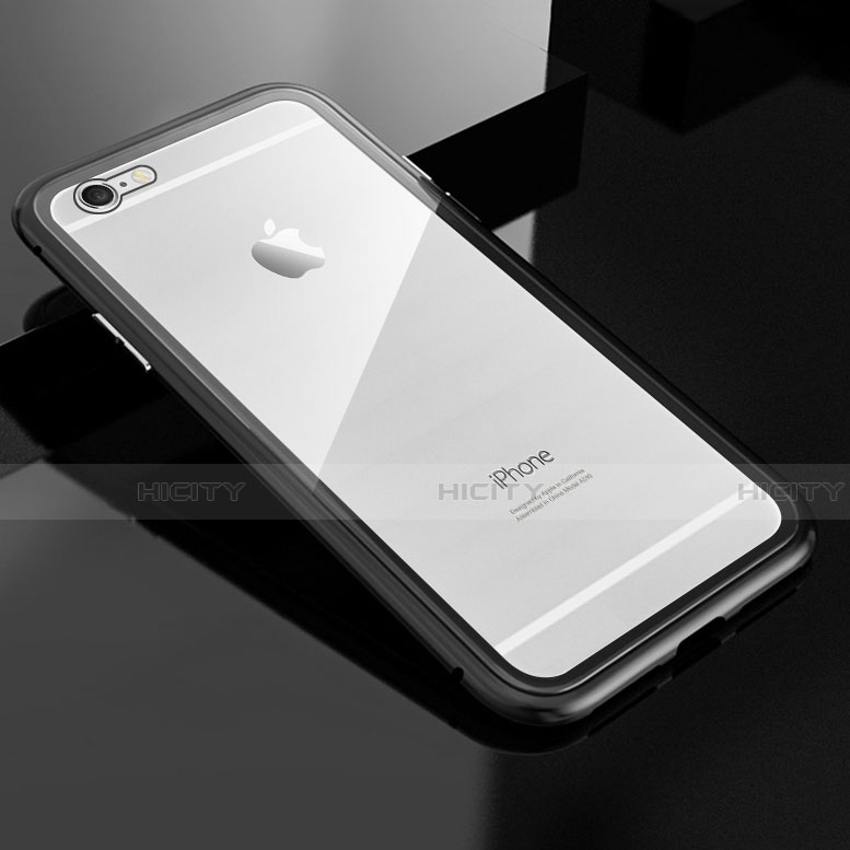 Funda Bumper Lujo Marco de Aluminio Espejo 360 Grados Carcasa M01 para Apple iPhone 6 Negro