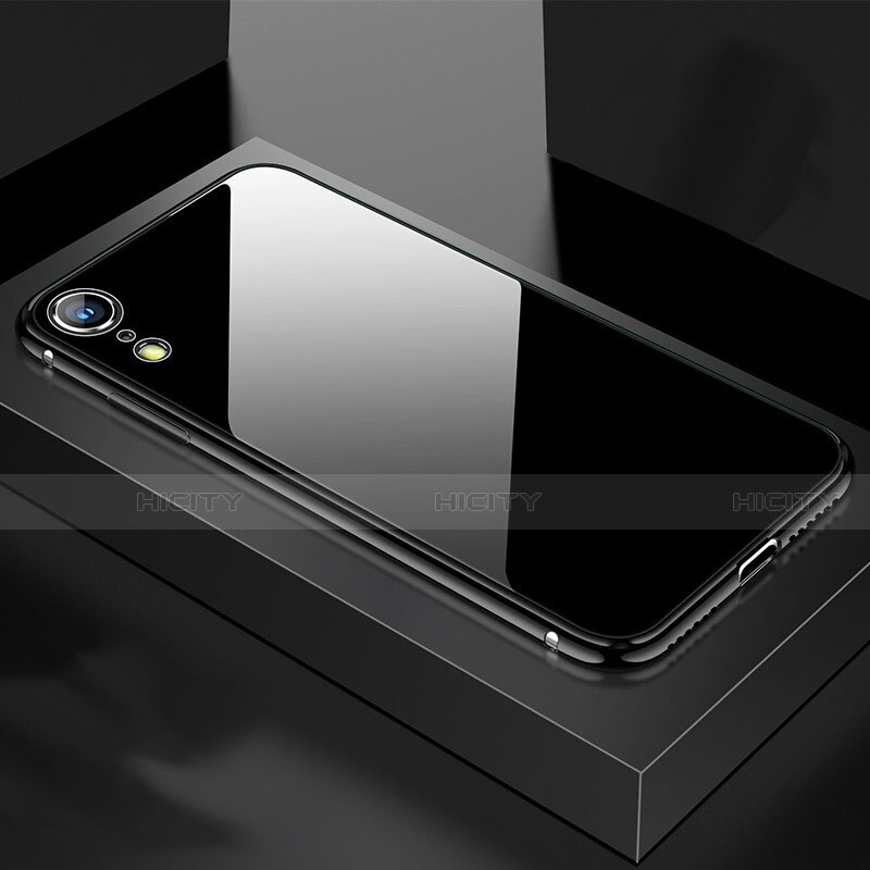 Funda Bumper Lujo Marco de Aluminio Espejo 360 Grados Carcasa M01 para Apple iPhone XR Negro