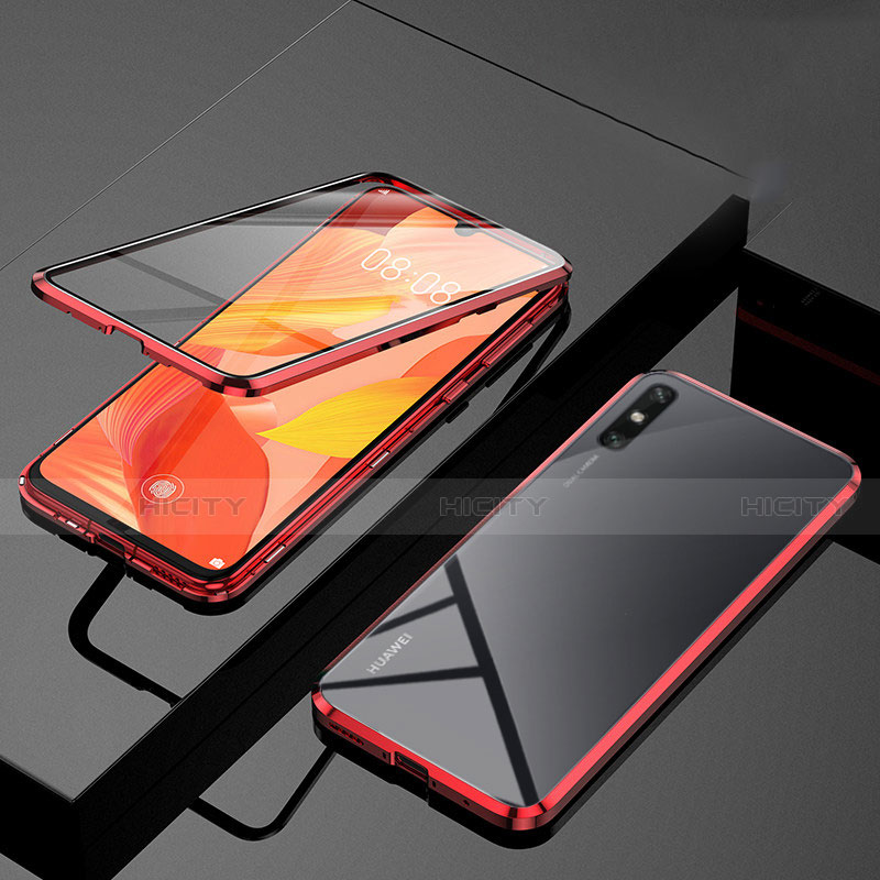 Funda Bumper Lujo Marco de Aluminio Espejo 360 Grados Carcasa M01 para Huawei Enjoy 10e Rojo